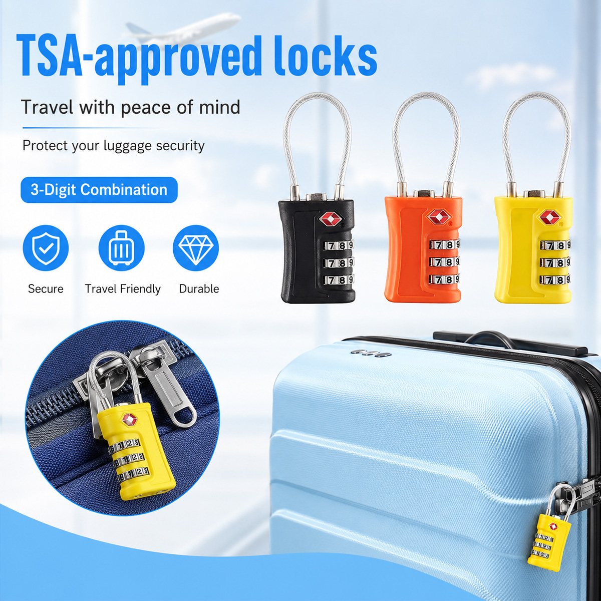 Outdoor Sport Backpack - TSA 승인 수하물 잠금장치 3자리 조합