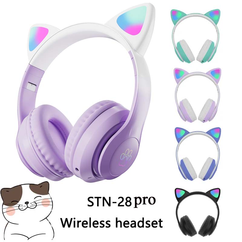 최신 STN-28 무선 헤드셋 고양이 귀 5.0 블루투 - Outdoor Sport Activities For Kids 리뷰 및 가격