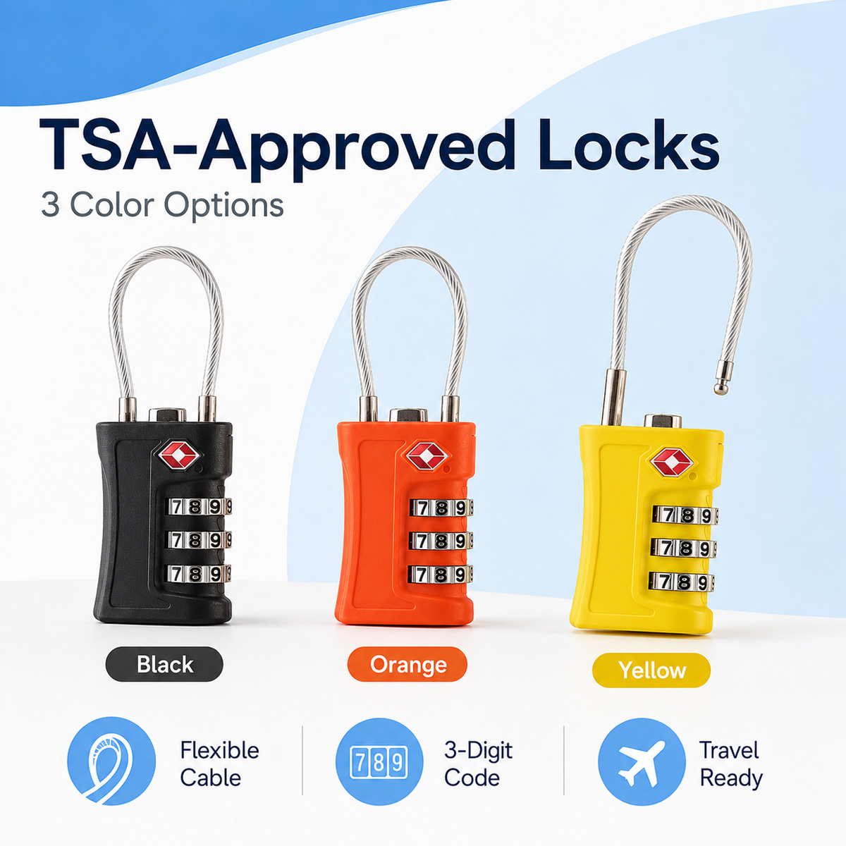 TSA 승인 수하물 잠금장치 3자리 조합 케이블 자물쇠 - Outdoor Sport Backpack 리뷰 및 가격