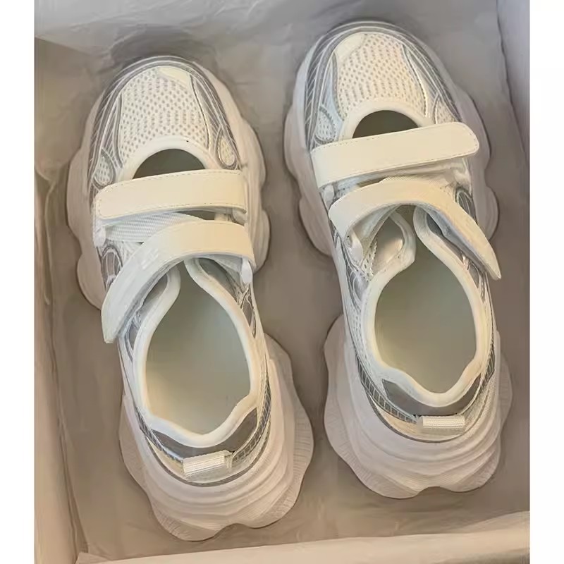 메탈릭 실버 속이 빈 플랫폼 샌들 여성용 더블 벨크로  - Outdoor Sport Outfit 리뷰 및 가격