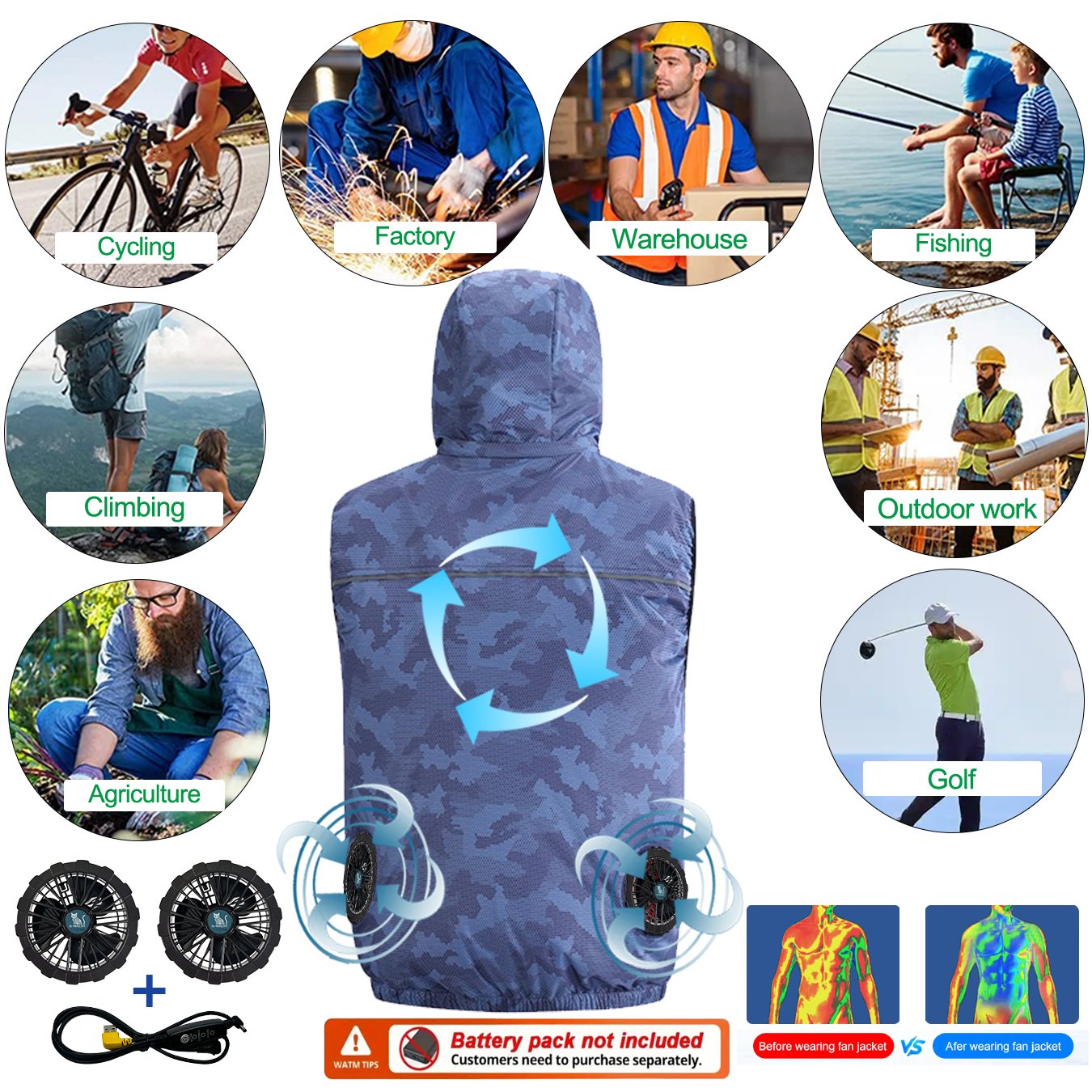 여름 스포츠 12V/5V 팬 에어컨 쿨러 남녀 여행용  - Outdoor Sport Jacket Brand 리뷰 및 가격