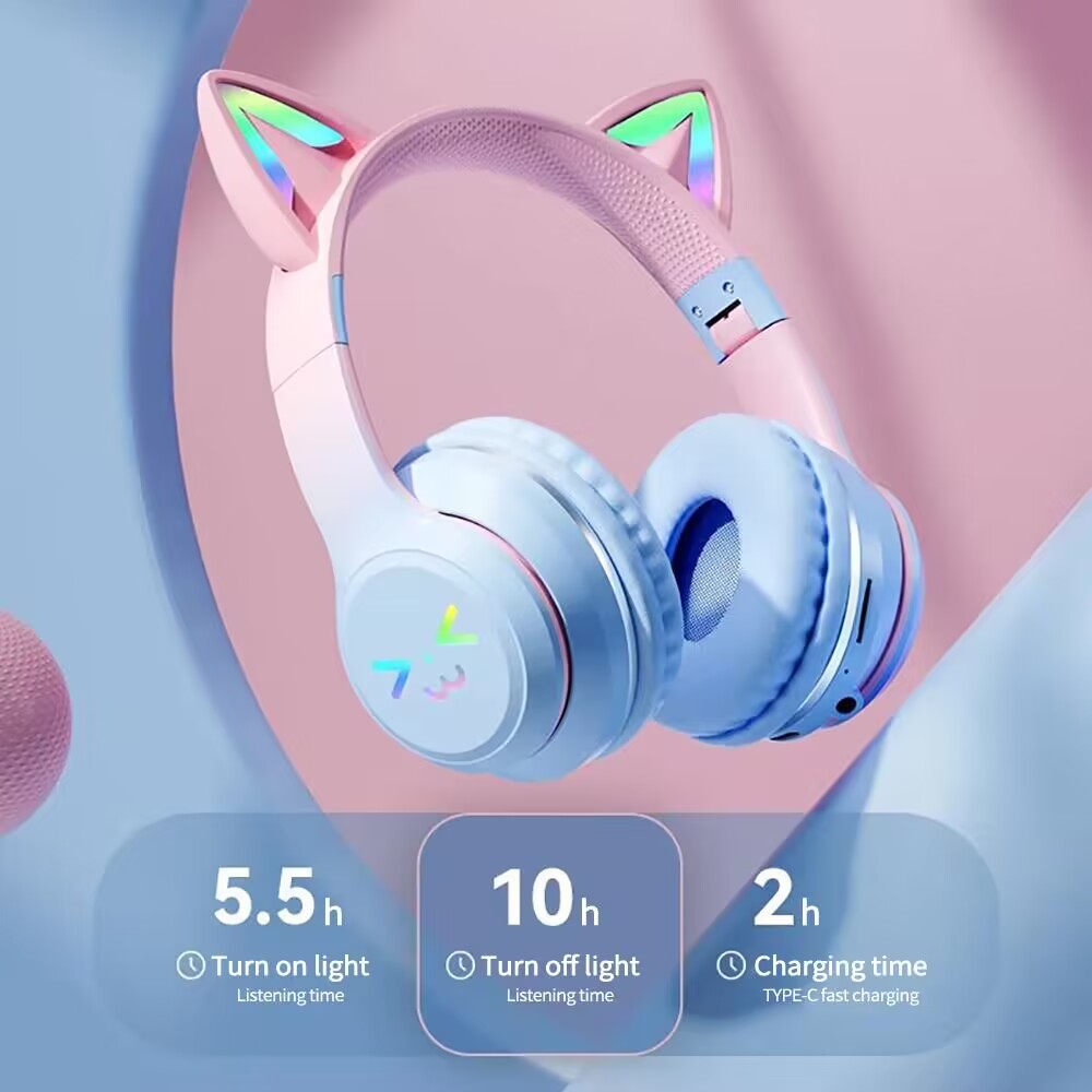 무선 헤드폰 RGB 귀여운 고양이 귀 블루투스 이어폰  - Outdoor Sport Activities For Kids 리뷰 및 가격