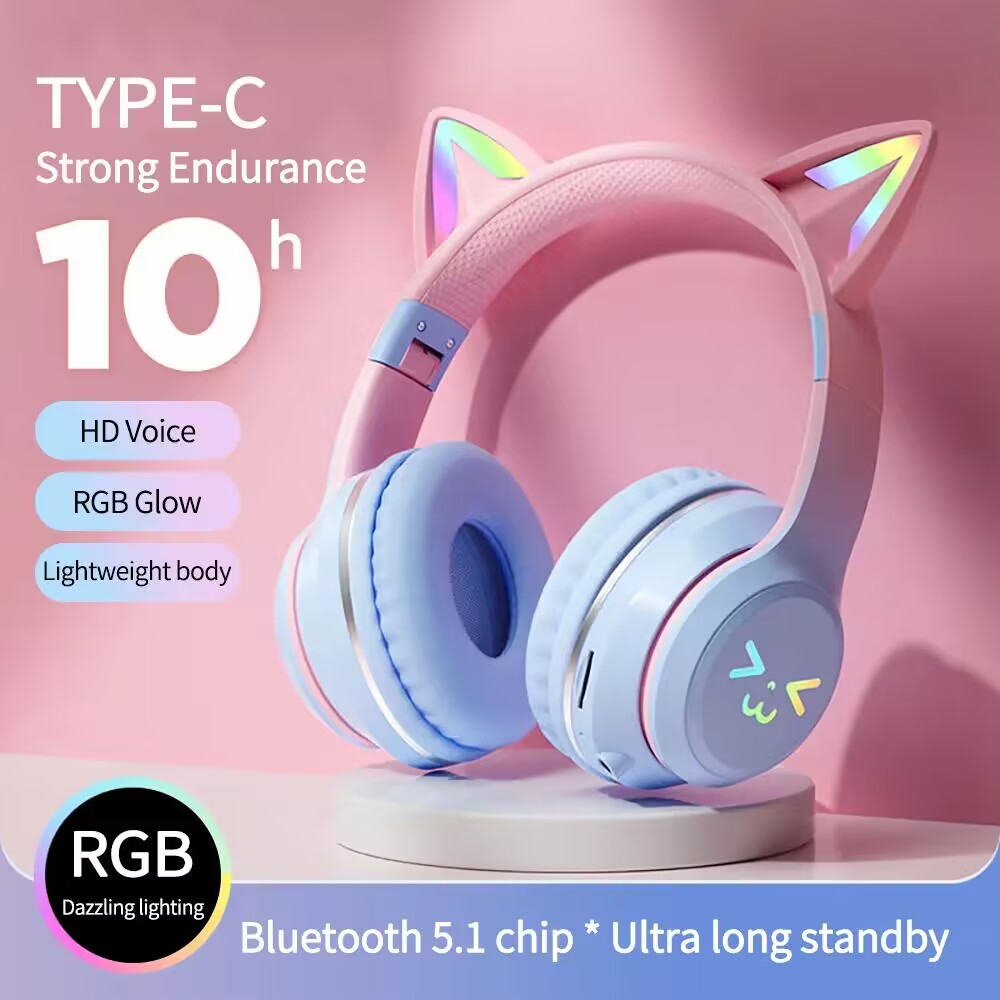 무선 헤드폰 RGB 귀여운 고양이 귀 블루투스 이어폰  - Outdoor Sport Activities For Kids 리뷰 및 가격