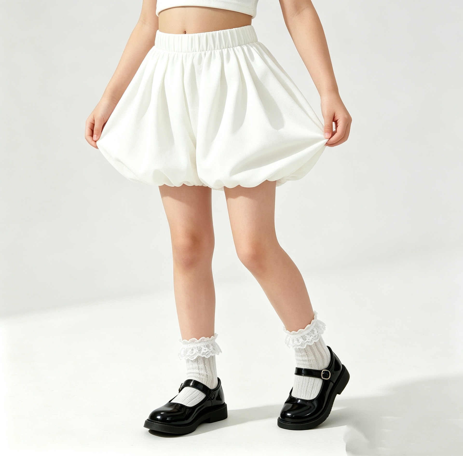 여학생 버블 스커트 블루머스 신축성 허리 퍼프 스커트  - Outdoor Sport Outfit 리뷰 및 가격